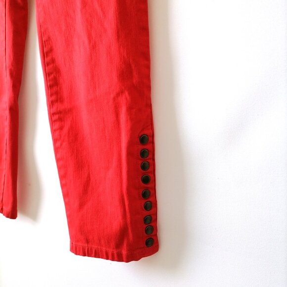 Soft Surroundings Womens Red High Rise Button Hem Straight Leg Dress Pant Size L - Picture 5 of 7